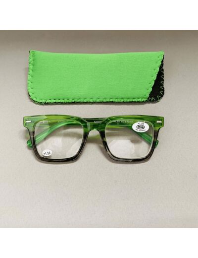 Lunettes de Lecture Couleur Vert Translucide Ecaille Puissance +1.50