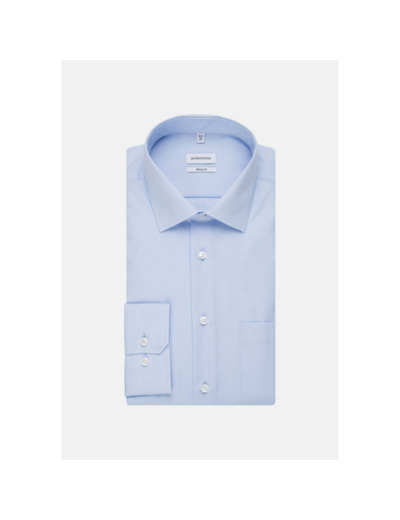 Chemise Seidensticker coupe droite bleue sans repassage