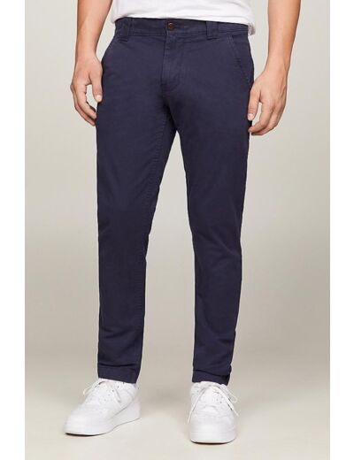Pantalon chino Tommy Jeans bleu marine en coton bio