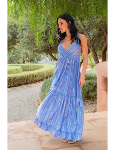Robe Lurex NINI Bleu - GOLD&SILVER