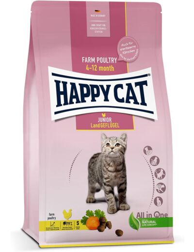 Happy Cat Young Junior Land 70539 Nourriture sèche pour chats jeunes à partir du 4ème mois 1,3 kg