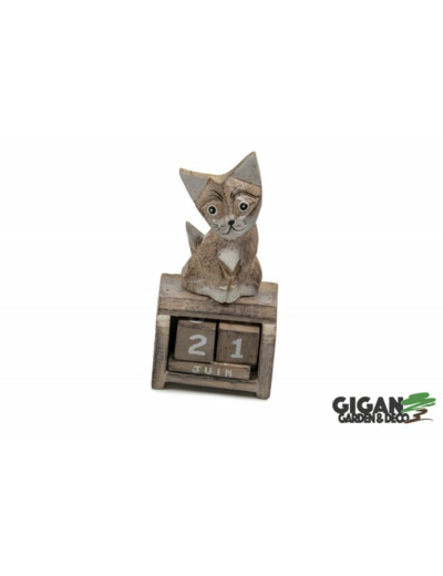 CALENDRIER EN BOIS CAT MINI WHITE WASH COLOUR13X7CM