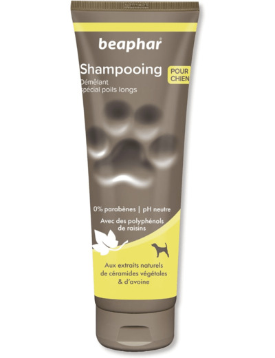 BEAPHAR – Shampoing premium démêlant pour chien aux poils longs – Aux extraits naturels de céramides végétales & d’avoine – Démêle et nourrit – Pelage brillant – pH neutre & sans parabens – 250 ml 30 ml