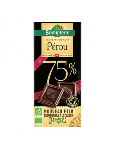 CHOCOLAT NOIR Sélection Pérou 75%  BONNETERRE Abc bio Marly