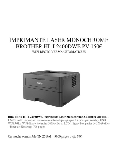 Imprimante Brother HL L2400DWE PV