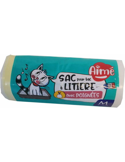 Aimé | Sacs Litière Chat x12 Format Universel 42x30 cm | Sacs pour Bac à Litière avec Poignées Refermables pour le Bien-Être de votre Chat | Sacs Hygièniques pour Litières X12 42X30CM