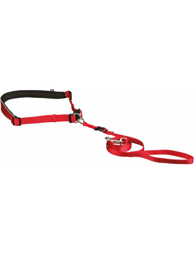 TRIXIE Ceinture avec Laisse pour Chien de Petite et Moyenne Taille Rouge S/M