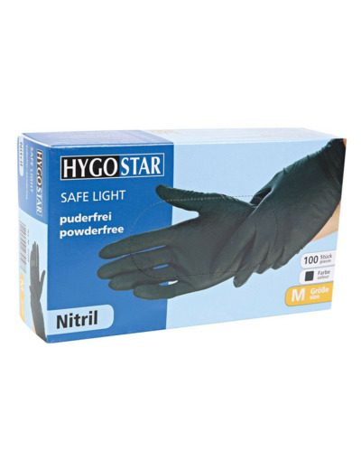 Gants Nitrile Noir Non Poudrés HYGOSTAR Safe Light