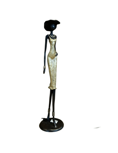 SCULPTURE BRONZE FEMME CHAPEAU  - 55 CM -