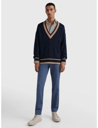 Pantalon chino slim Tommy Hilfiger bleu en coton stretch