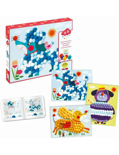 DJECO  Collage Pompons Chiens à caresser - DJ09867