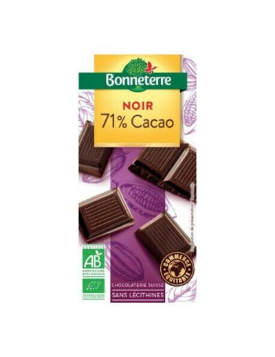 Chocolat bio  noir 71% Bonneterre100g