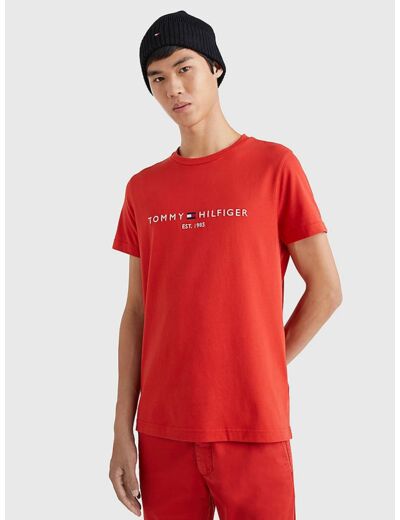 T-Shirt logo poitrine Tommy Hilfiger rouge en coton bio
