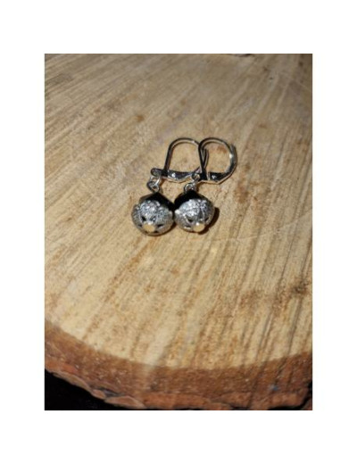 Boucles d'oreilles agate noire facettée, fait main