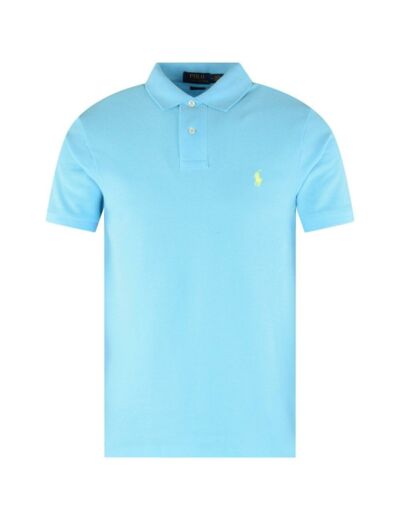 Polo Ralph Lauren ajusté bleu en coton piqué