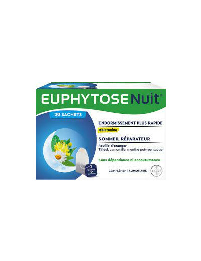 EUPHYTOSE NUIT, complément alimentaire, endormissement plus rapide, mélatonine, sans dépendance ni accoutumance,