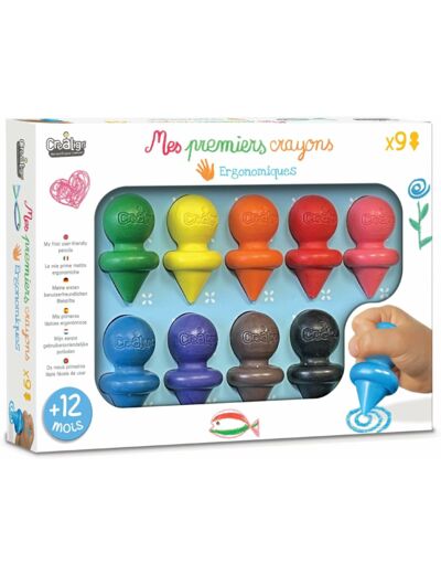 Crea lign' Coffret Loisir Créatif - Mes Premiers Crayons x9 - Dès 12 Mois - CL195