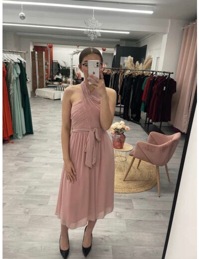 Robe courte de cérémonie rose poudré