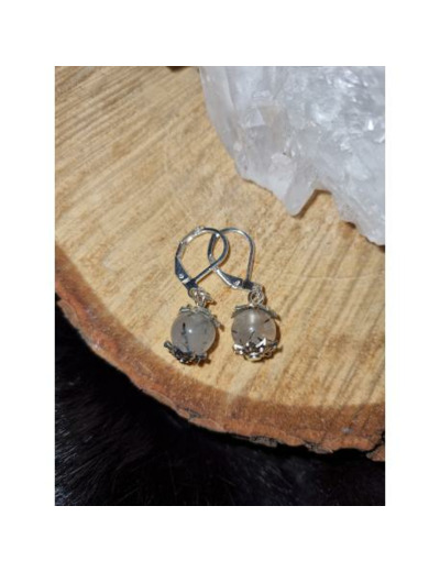 Boucles d'oreilles dormeuses quartz tourmaliné, fait main