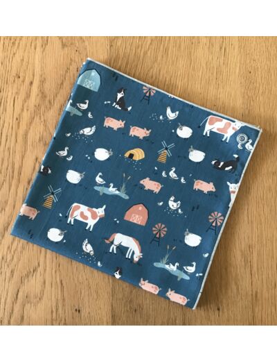 Serviette de table pour enfant, tissu animaux de la ferme .