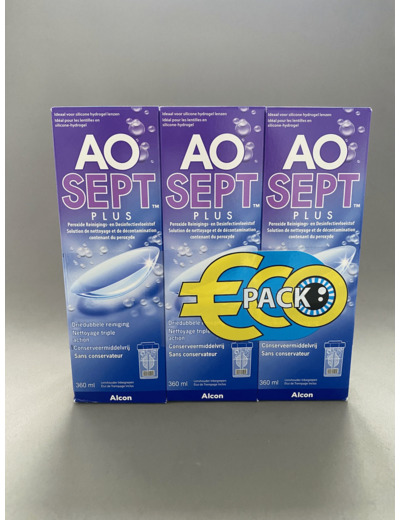 Produit d'Entretien Oxydant Pour Lentilles de Contact Souples AOSEPT PLUS Pack 3x360ml