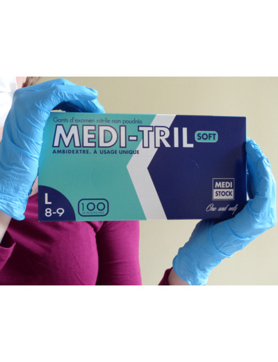 Gants Nitrile Bleu Non Poudrés Medi-Tril