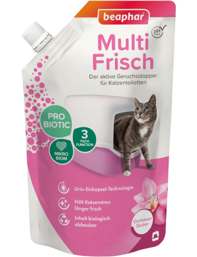 BEAPHAR – Absorbeur d'odeurs – Granulés concentrés pour litière pour chat – Neutralise les mauvaises odeurs – Laisse un agréable parfum (Orchidée) – 400 g = jusqu'à 3 mois d'utilisation