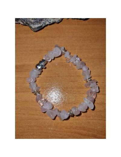 bracelet perles chips quartz rose fait main