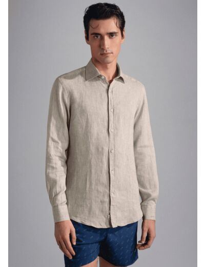 Chemise Paul & Shark beige en lin