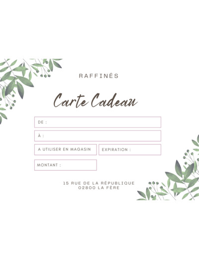 Carte cadeau Raffinés