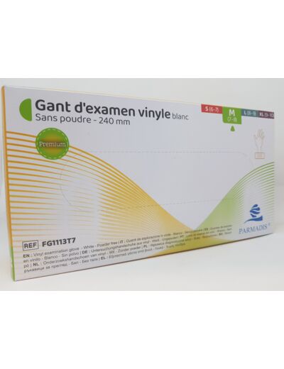 Gants Vinyle Non Poudrés Parmadis Premium
