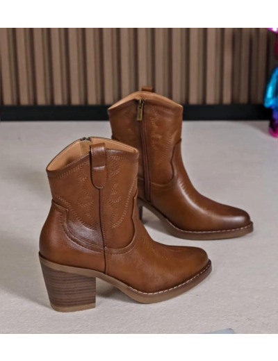Bottines à talons Camel
