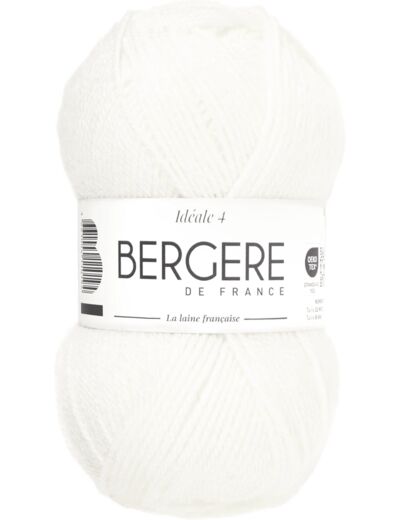 Bergère de France  blanc- IDÉALE 4 - Pelote de laine à tricoter et au crochet (50g) - 50% Laine - 4 mm - Fabrication Française - Fil infeutrable pour toute la famille - Beige (BLANC) 1 pelote BLANC
