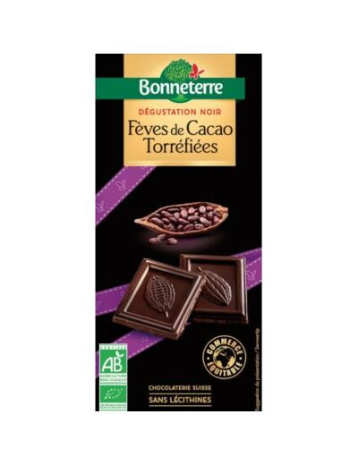 CHOCOLAT NOIR FÈVES DE CACAO TORRÉFIÉES -BONNETERRE Abc bio Marly