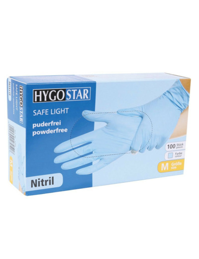 Gants Nitrile Bleu Non Poudrés HYGOSTAR Safe Light