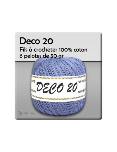 Fil à crocheter mercerisé bleu, 50g +/- 400m