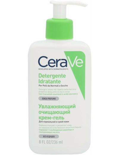 Crème lavante hydratante, peaux normales à sèches, sans parfum, 236ml