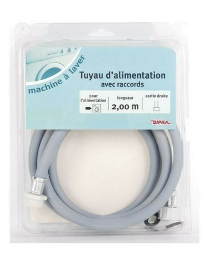 Tuyau d'alimentation machine à laver - 2m - sortie droite