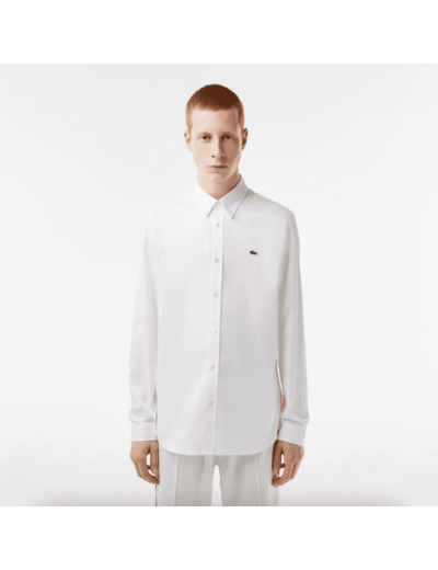 Chemise unie Lacoste ajustée blanche