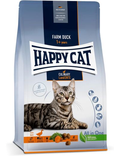 Happy Cat 70566 Culinary Adult Land Canard Croquettes pour chats adultes et gueules de bois 1,3 kg Canard 1.30 kg (Lot de 1)