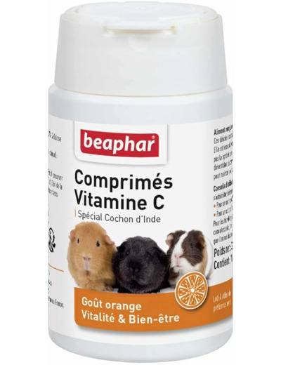 Beaphar – Comprimés de Vitamine C pour Cochon d'Inde – Goût Orange – Apporte vitalité et Bien-être – Répond aux Besoins des cochons d’Inde en Vitamine C – Bonne santé – 100 pièces