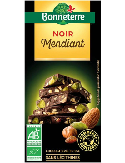 BONNETERRE Chocolat Noir Mendiant 100G Bio
