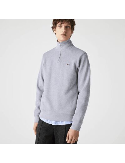 Sweat demi zippé Lacoste gris en coton