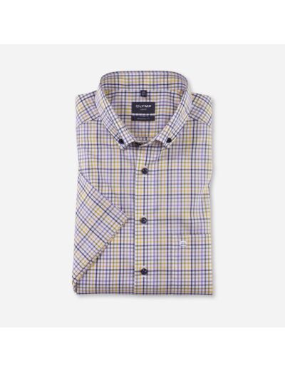 Chemise manches courtes rayée OLYMP droite jaune