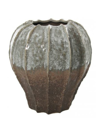 vase bulbe en céramique gris / marron
