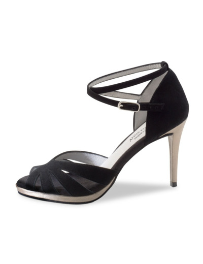 Giselle 910-80 - Chaussures de danse daim noir et talons nappa antik - Anna Kern