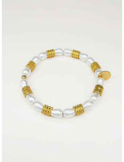 Bichou perles dorées et nacrées gouttes