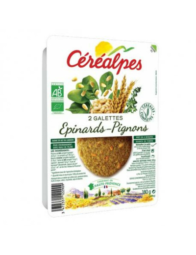 Galettes végétales épinards pignons 2x90g - Abc Bio