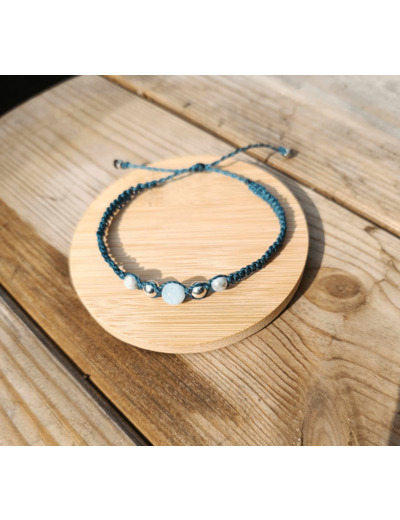 Bracelet Collection ‘’LALY'' - BLEU CANARD - DE FILS ET DE PIERRES REF: 110-4- Sur le trottoir d'en face