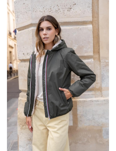 Imperméable kaki court fourré